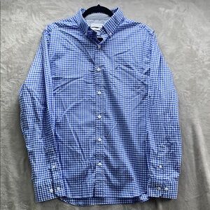 NAUTICA | LARGE MEN CASUAL LONG SLEEVE BUTTON DOWN | BLUE WHITE CHECKERED 711418